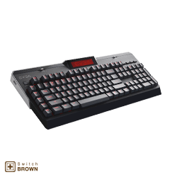 EVGA 802-ZT-N101-RX  Z10 Gaming Keyboard, Red Backlit LED, Mechanical Brown Switches, Onboard LCD Display, Macro Gaming Keys