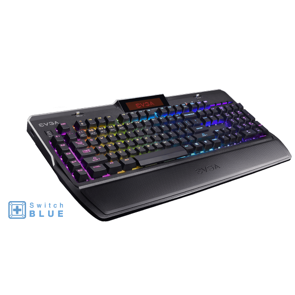 EVGA 803-ZT-E201-RX  Z10 RGB Gaming Keyboard, RGB Backlit LED, Mechanical Blue Switches, Onboard LCD Display, Macro Gaming Keys