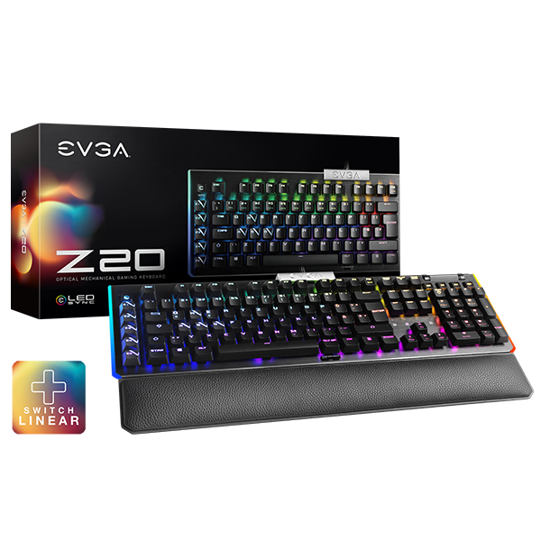 EVGA 811-W1-20DE-K2  Z20 RGB Optical Mechanical (Linear Switch) Gaming Keyboard ISO QWERTZ 811-W1-20DE-K2