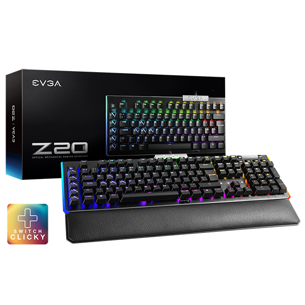 EVGA 812-W1-20SP-K2  Z20 RGB Optical Mechanical Gaming Keyboard, RGB Backlit LED, Optical Mechanical Switches (Clicky)
