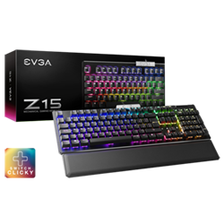 EVGA 822-W1-15SP-K2  Z15 RGB Mechanical Gaming Keyboard, Linear Switch, RGB Backlit LED, Hot Swappable Kailh Speed Silver Switches 821-W1-15SP-K2