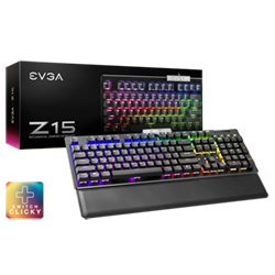 EVGA 822-W1-15US-KR  Z15 RGB Mechanical Gaming Keyboard, Clicky Switch, RGB Backlit LED, Hot Swappable Kailh Speed Bronze Switches 822-W1-15US-KR