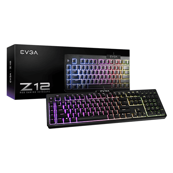 EVGA 834-W0-12US-KR  Z12 RGB Gaming Keyboard, RGB Backlit LED, 5 Programmable Macro Keys, Dedicated Media Keys, Water Resistant, 834-W0-12US-KR