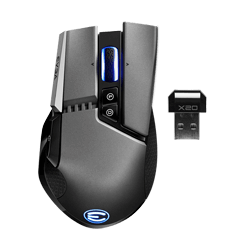 EVGA 903-T1-20GR-KR  X20 Wireless Gaming Mouse, Wireless, Grey, Customizable, 16,000 DPI, 5 Profiles, 10 Buttons, Ergonomic 903-T1-20GR-KR