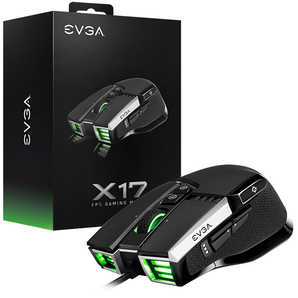 EVGA 903-W1-17BK-KR  X17 Gaming Mouse, 8k, Wired, Black, Customizable, 16,000 DPI, 5 Profiles, 10 Buttons, Ergonomic 903-W1-17BK-KR