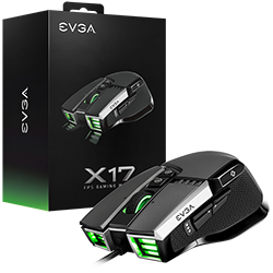 EVGA 903-W1-17GR-KR  X17 Gaming Mouse, 8k, Wired, Grey, Customizable, 16,000 DPI, 5 Profiles, 10 Buttons, Ergonomic 903-W1-17GR-KR
