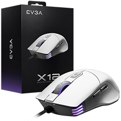 EVGA 905-W1-12WH-KR  X12 Gaming Mouse, 8k, Wired, White, Customizable, Dual Sensor, 16,000 DPI, 5 Profiles, 8 Buttons, Ambidextrous Light Weight, RGB, 905-W1-12WH-KR